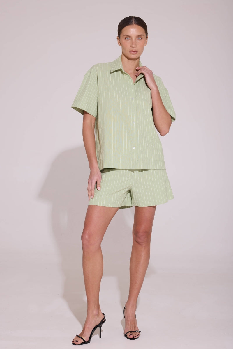 Хлопковый костюм в полоску LC042 olive