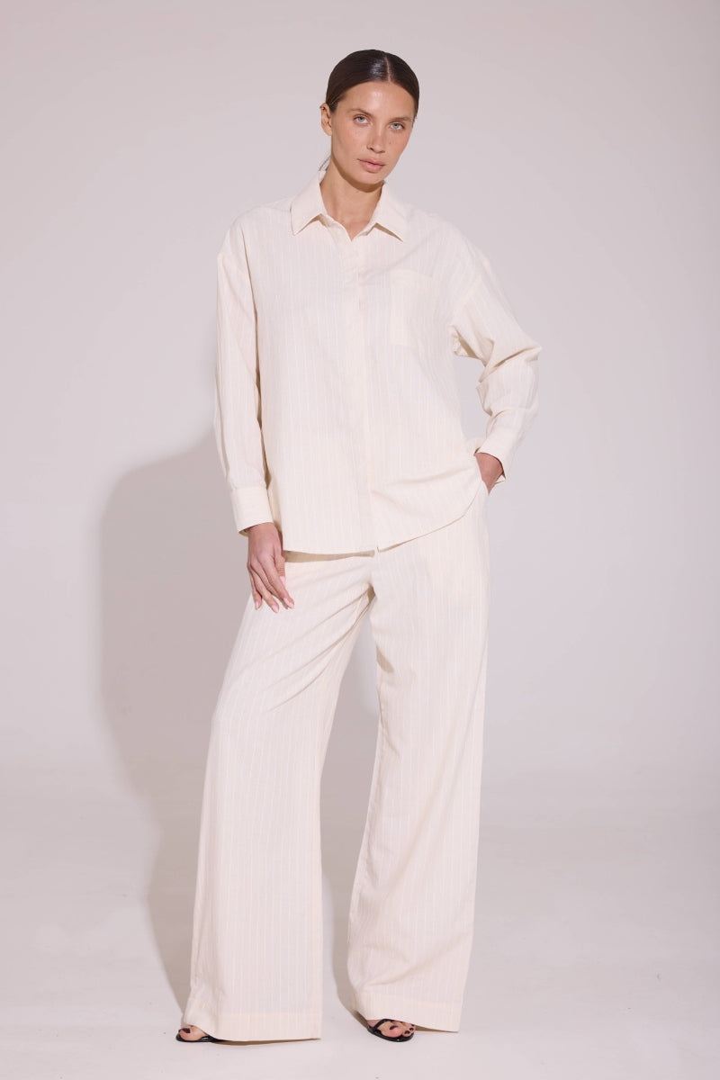 Бавовняний костюм в смужку LC043 beige