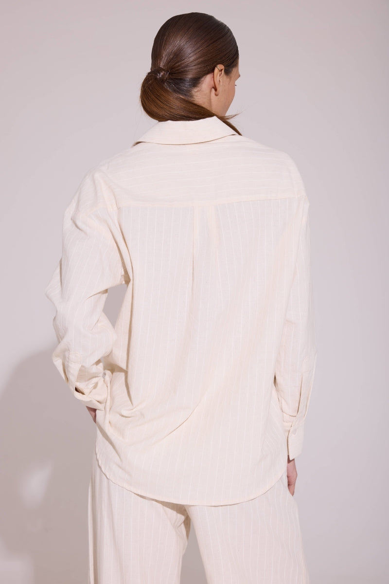 Бавовняний костюм в смужку LC043 beige