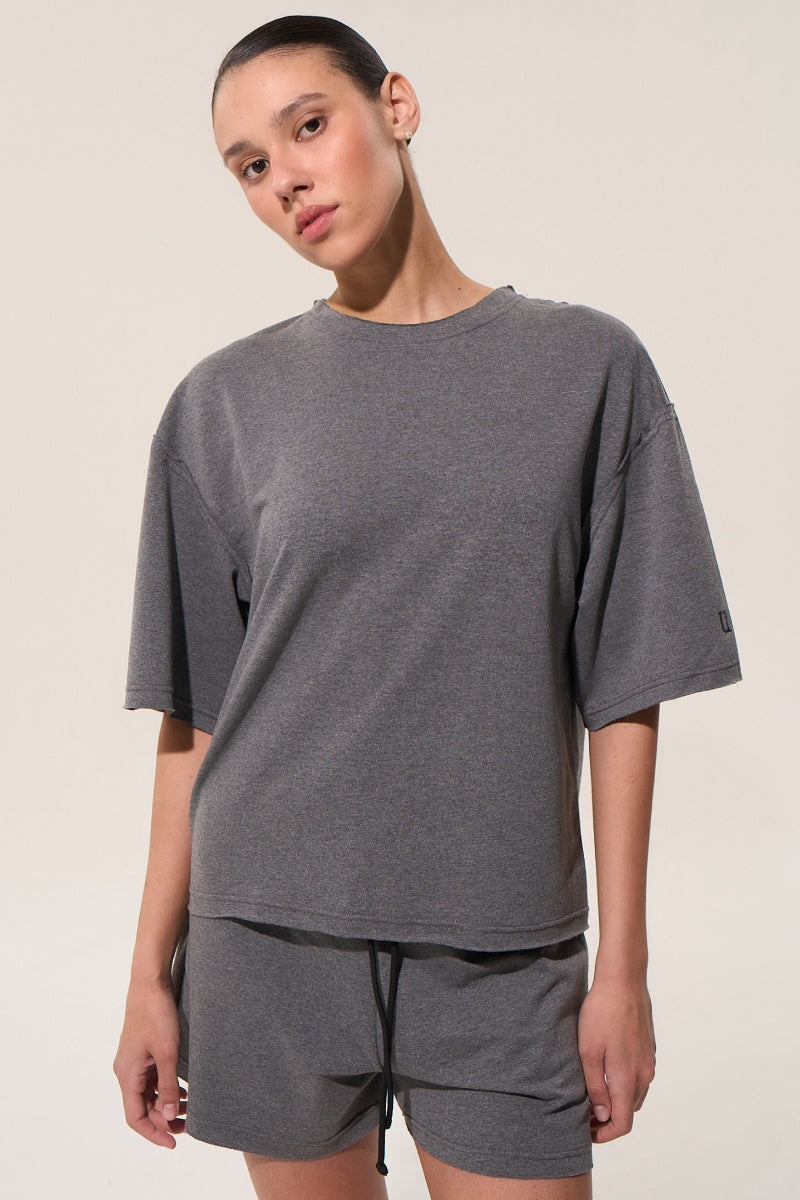 Бавовняний костюм із шортами LC070 dark melange
