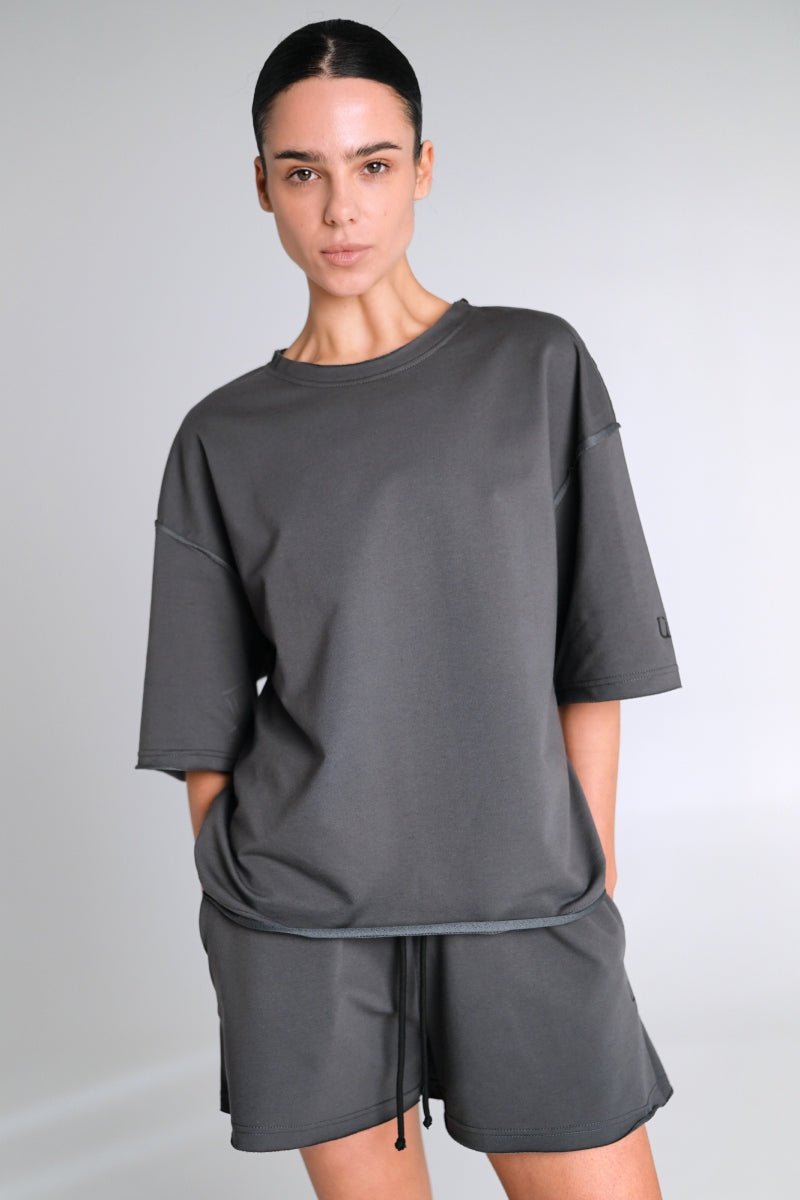Хлопковый костюм с шортами LC070 graphite