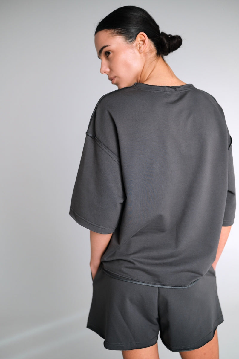 Хлопковый костюм с шортами LC070 graphite