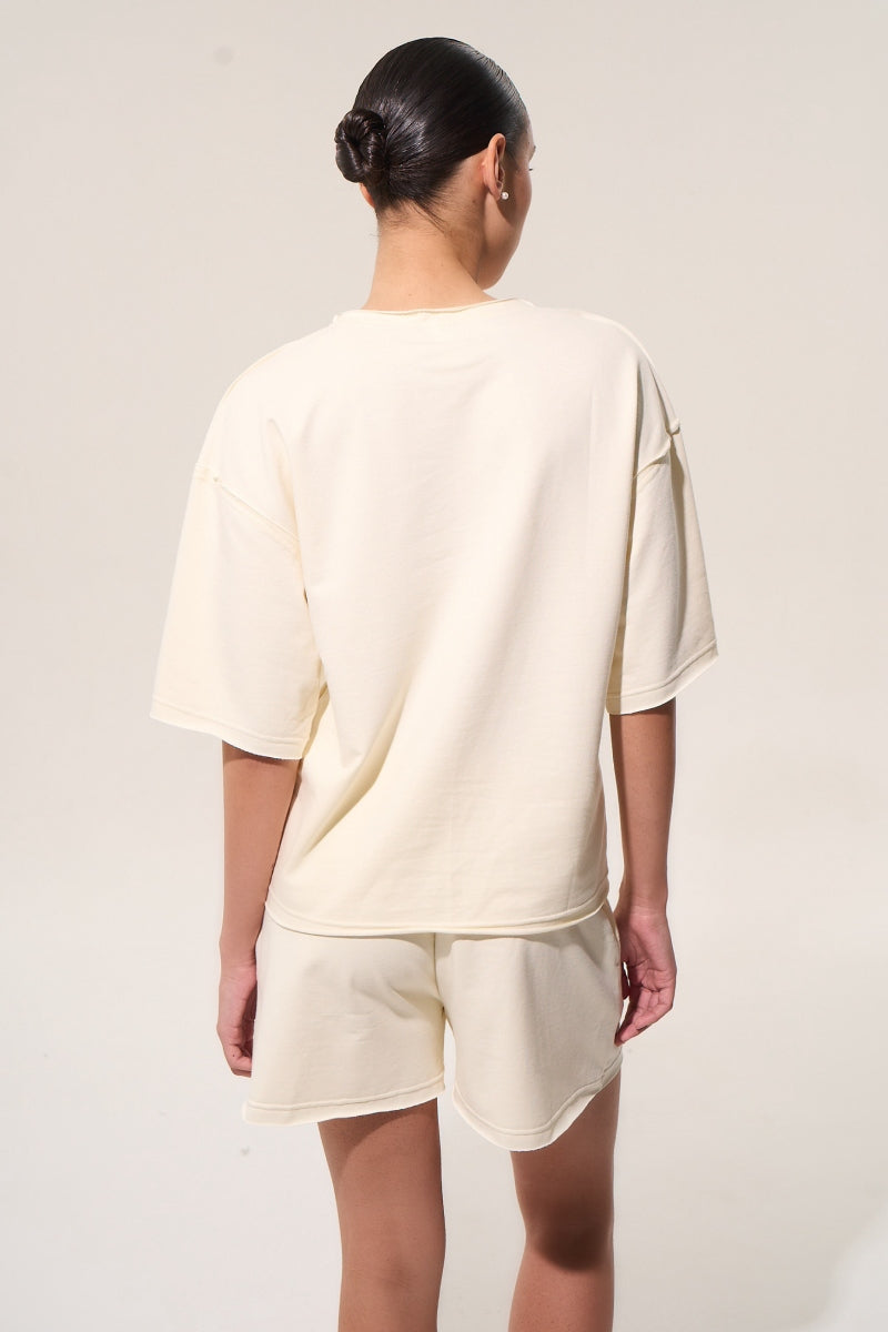 Хлопковый костюм с шортами LC070 milk