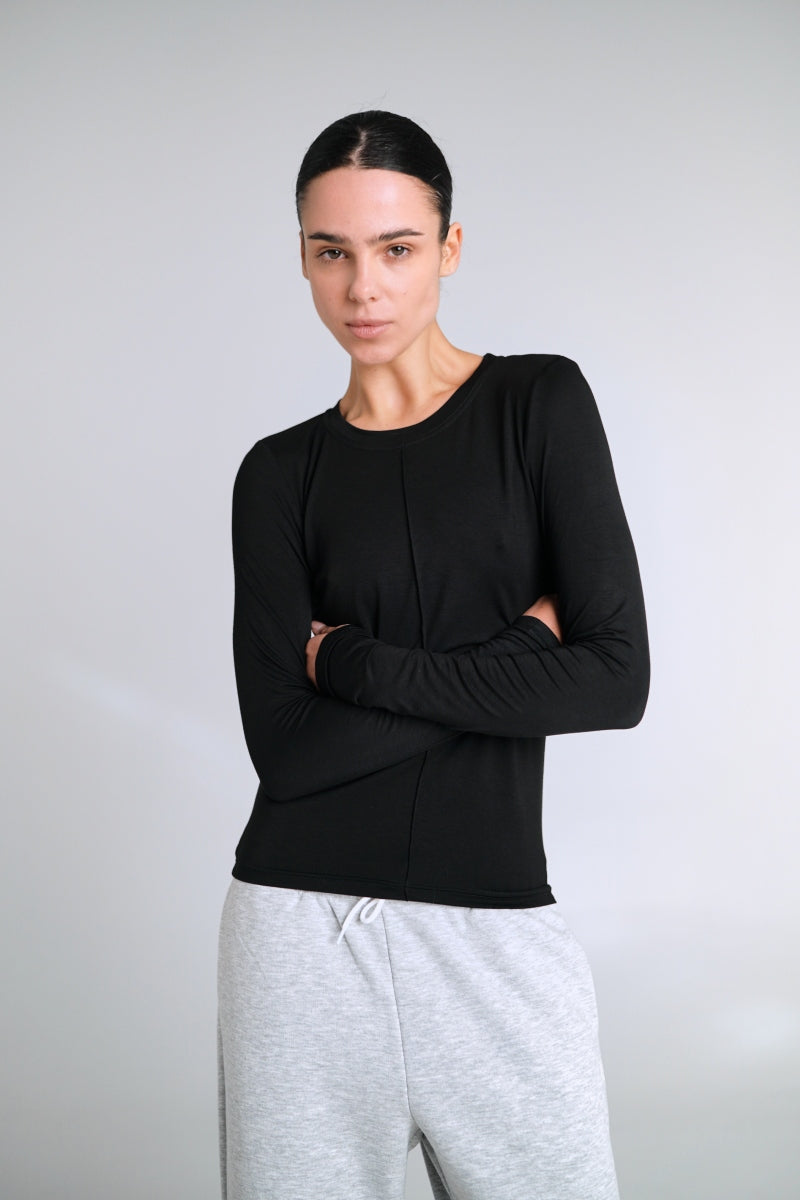 Лонгслив из вискозы LC075l black
