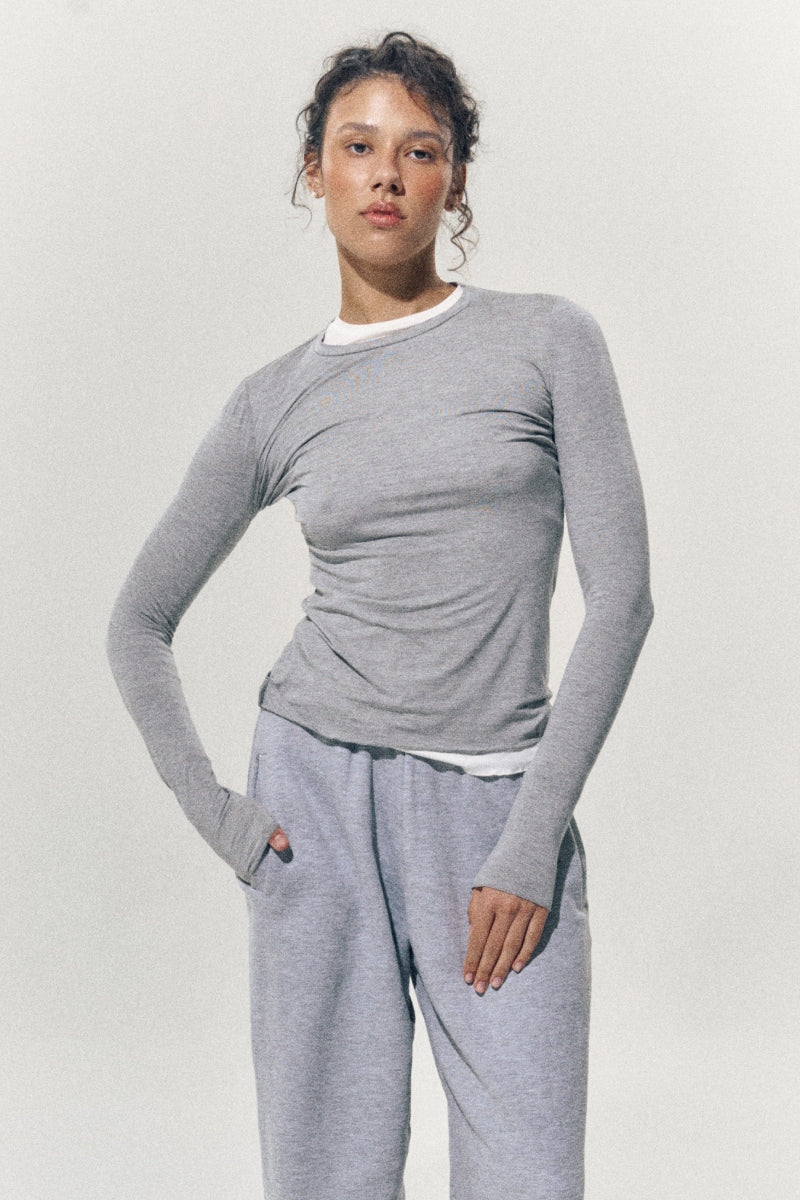 Лонгслив из вискозы LC076I gray melange