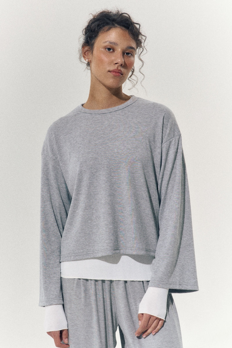 Лонгслив свободного кроя LC079 gray melange