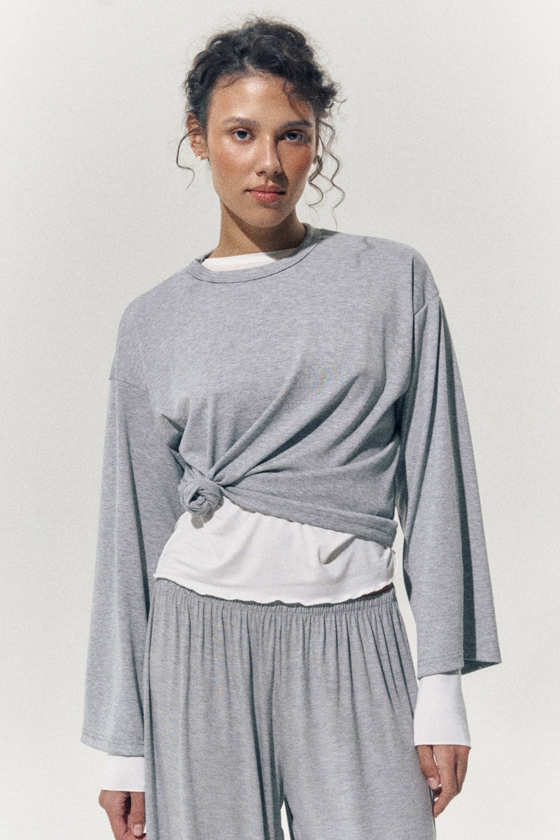 Лонгслив свободного кроя LC079 gray melange