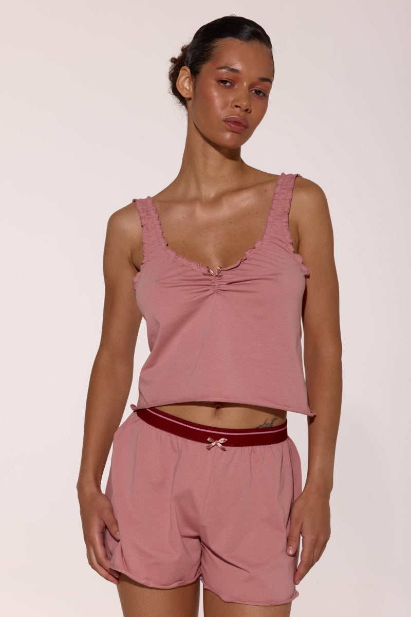 Хлопковая пижама с шортами LP-055 rose