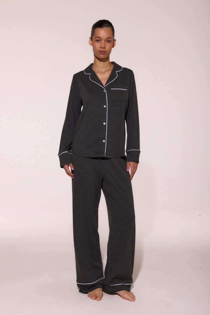 Хлопковая пижама с брюками LP-056 dark melange