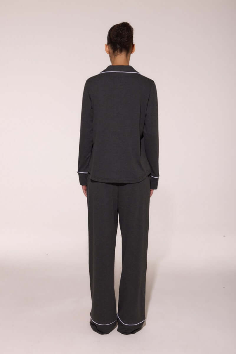 Бавовняна піжама зі штанами LP-056 dark melange