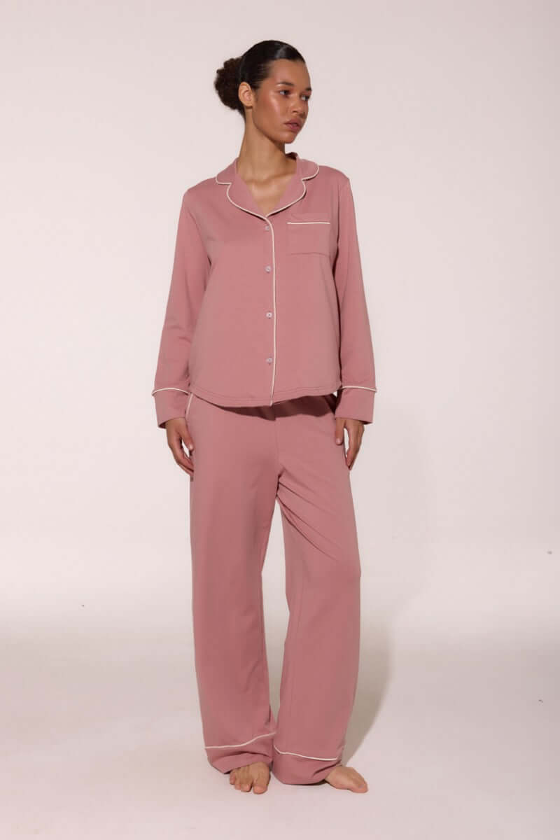 Хлопковая пижама с брюками LP-056 rose