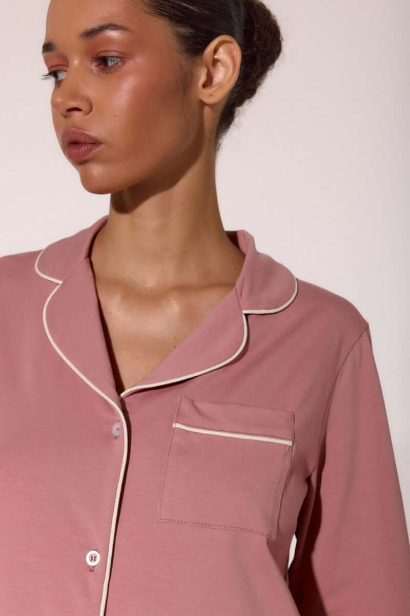 Бавовняна піжама зі штанами LP-056 rose