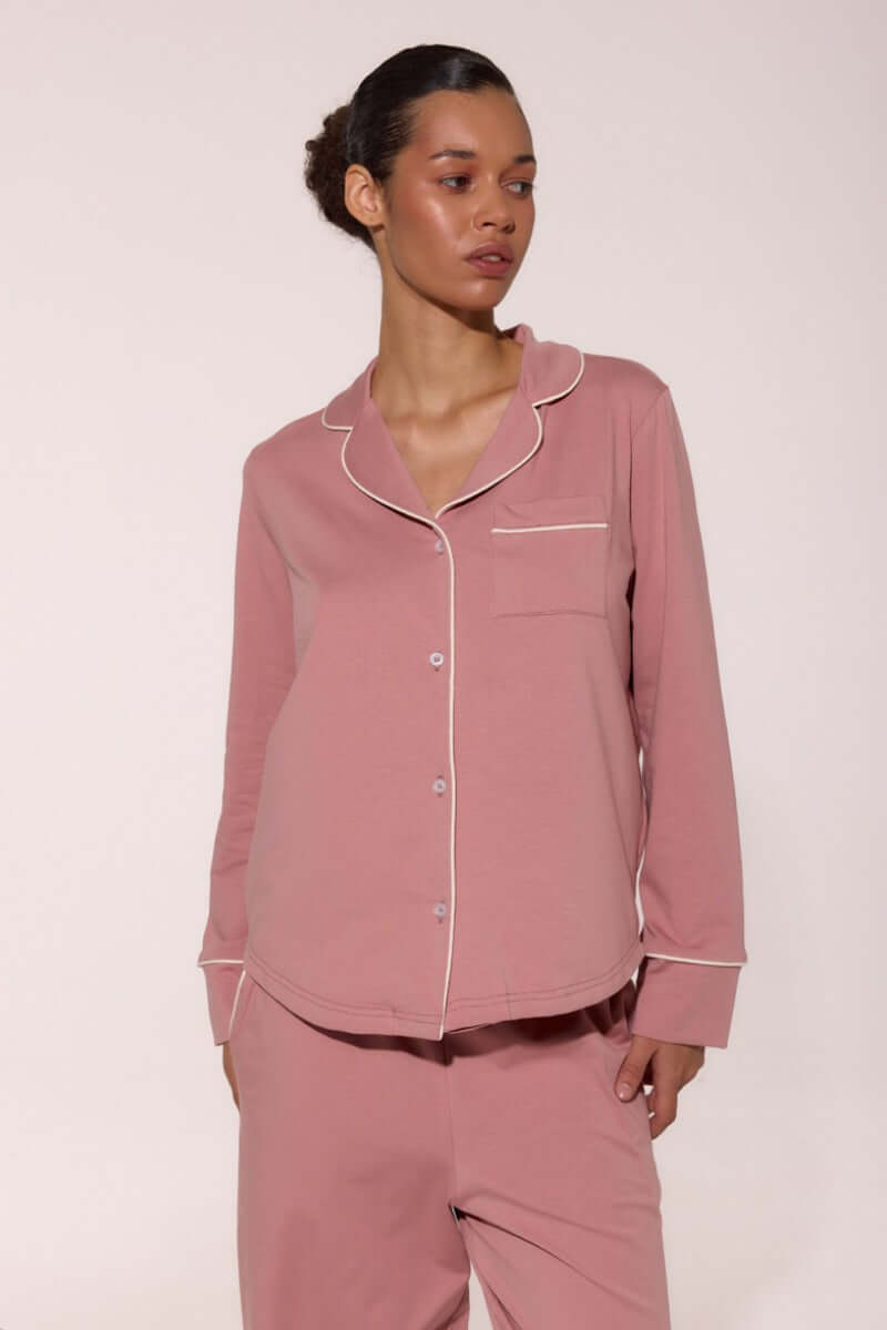 Бавовняна піжама зі штанами LP-056 rose