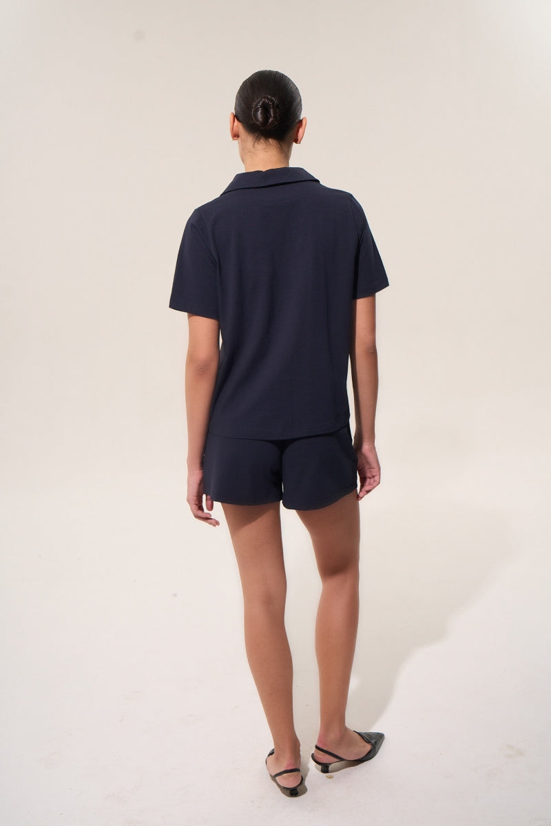 Хлопковая пижама на пуговицах LP-071 dark blue