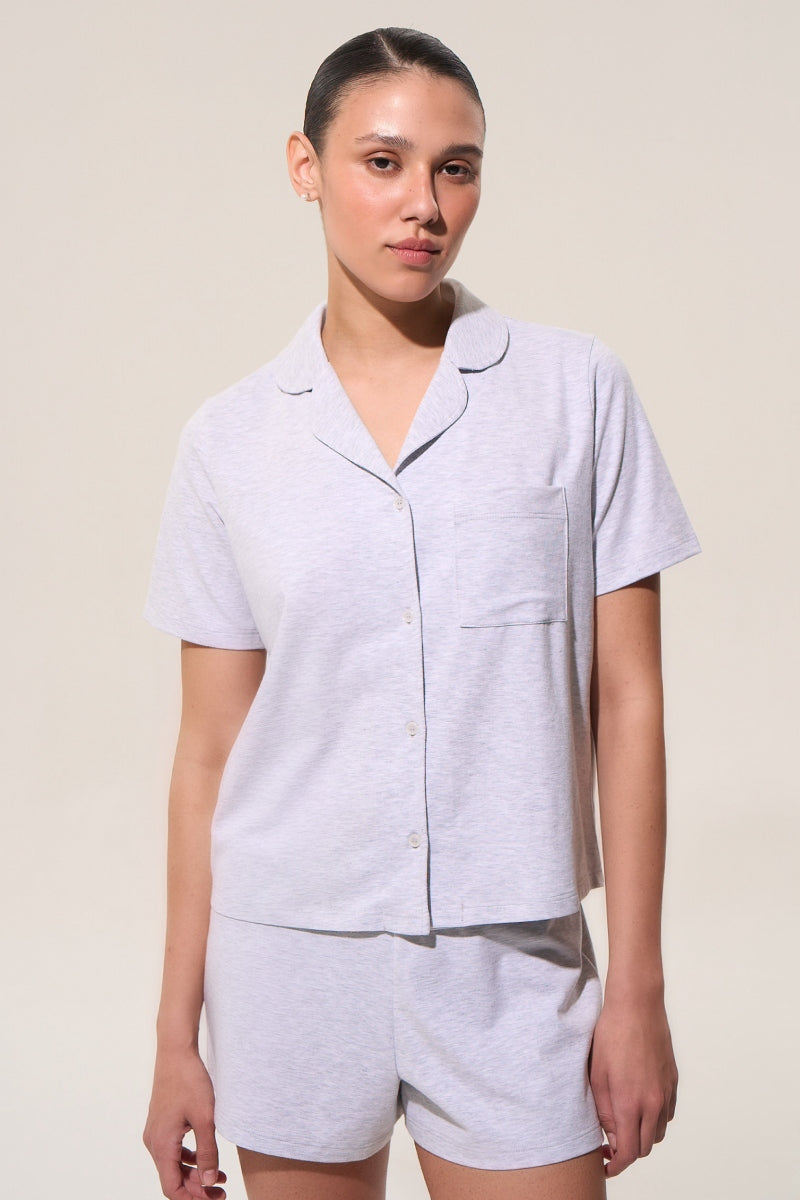 Хлопковая пижама на пуговицах LP-071 gray melange
