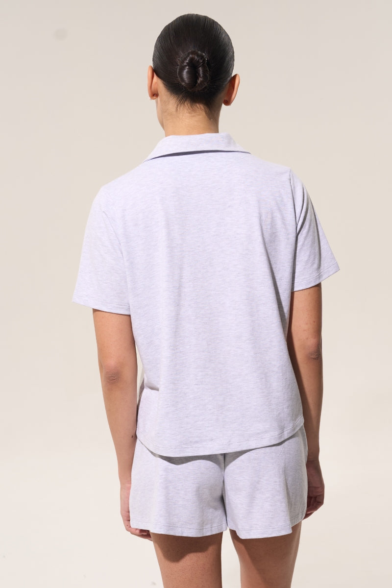 Хлопковая пижама на пуговицах LP-071 gray melange