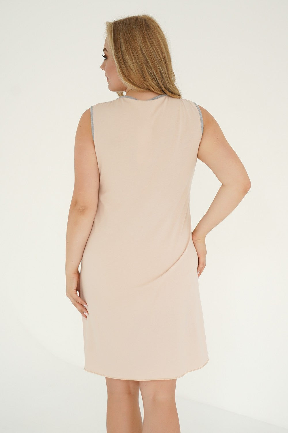 Бавовняна нічна сорочка для годуючих мам 24126 Simple beige