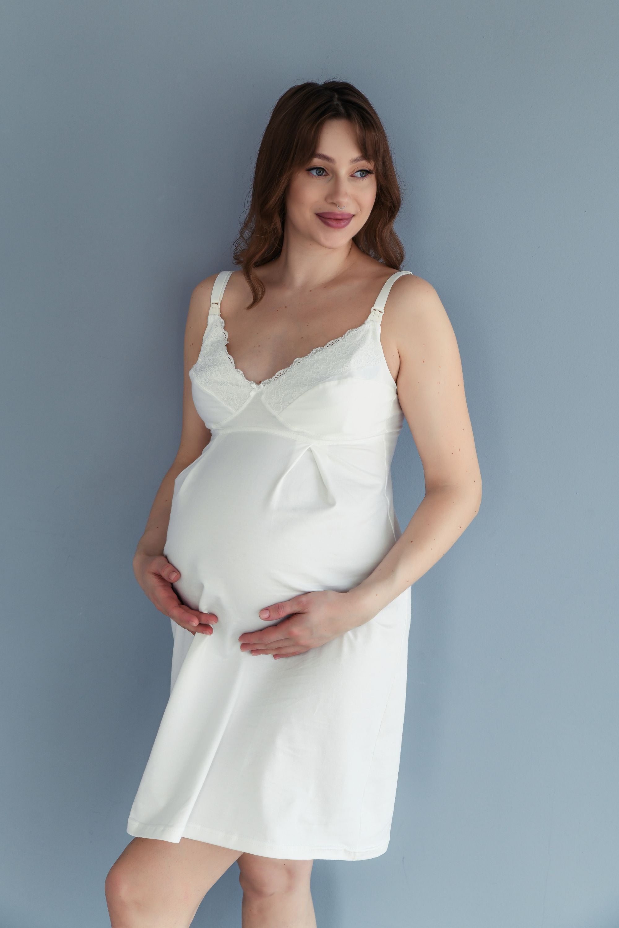 Ночная хлопковая сорочка для кормящих мам 24182 Soft&Lace milk