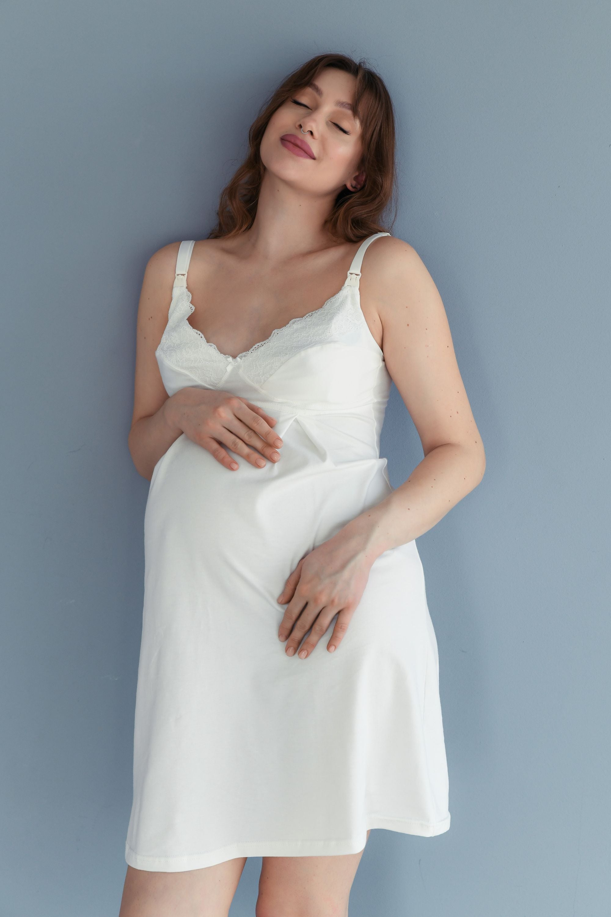 Ночная хлопковая сорочка для кормящих мам 24182 Soft&Lace milk