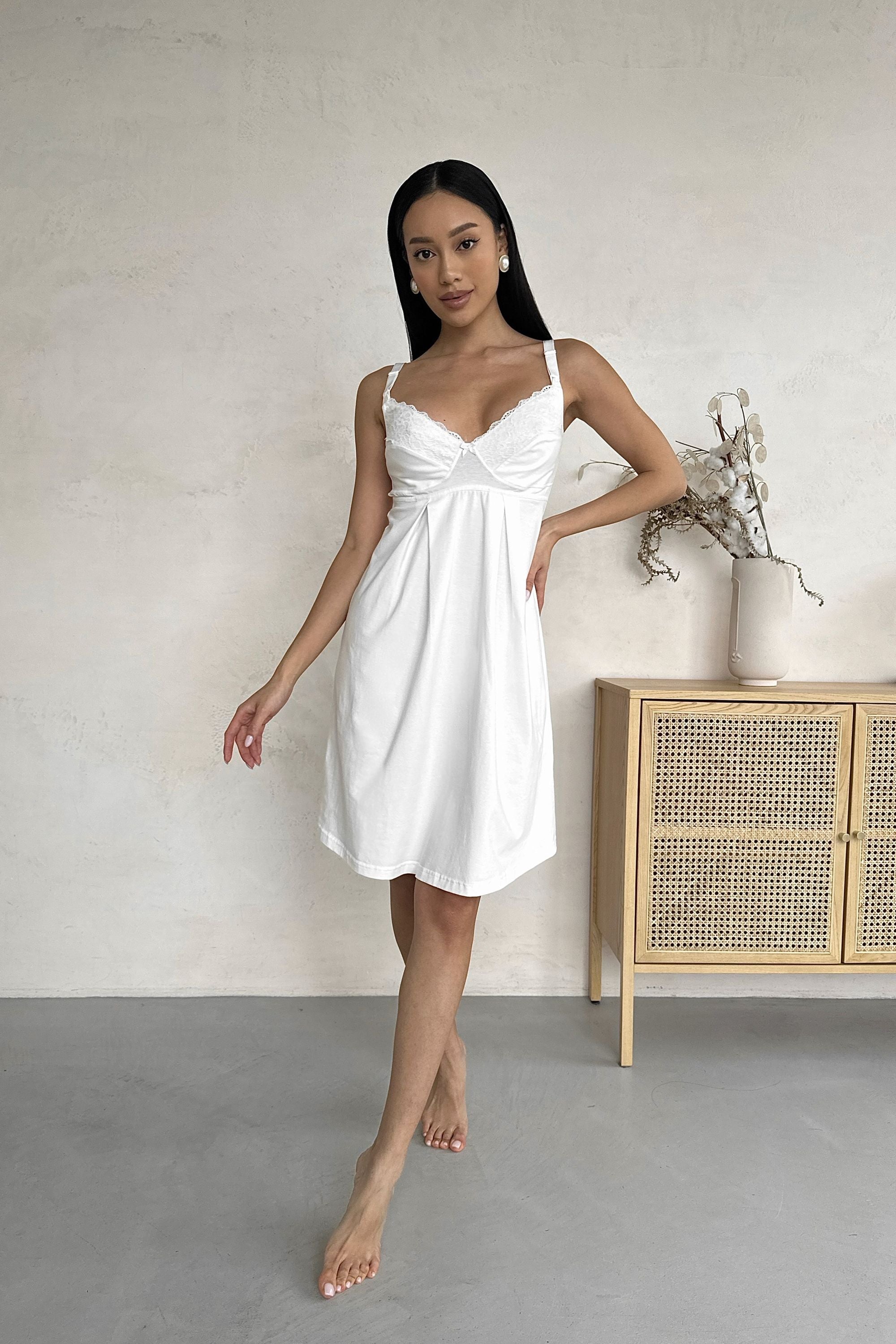 Ночная хлопковая сорочка для кормящих мам 24182 Soft&Lace milk