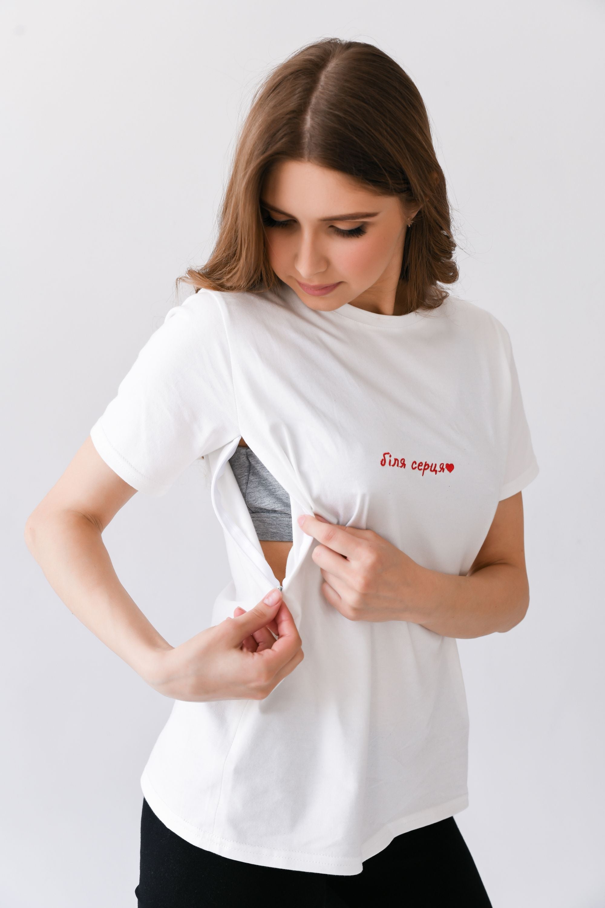 Хлопковая футболка для кормящих мам 24302 Simple&Basic milk