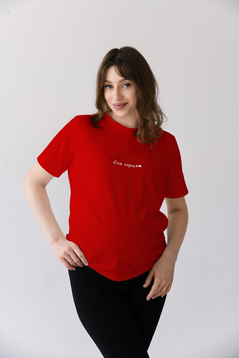 Хлопковая футболка для кормящих мам 24302 Simple&Basic red