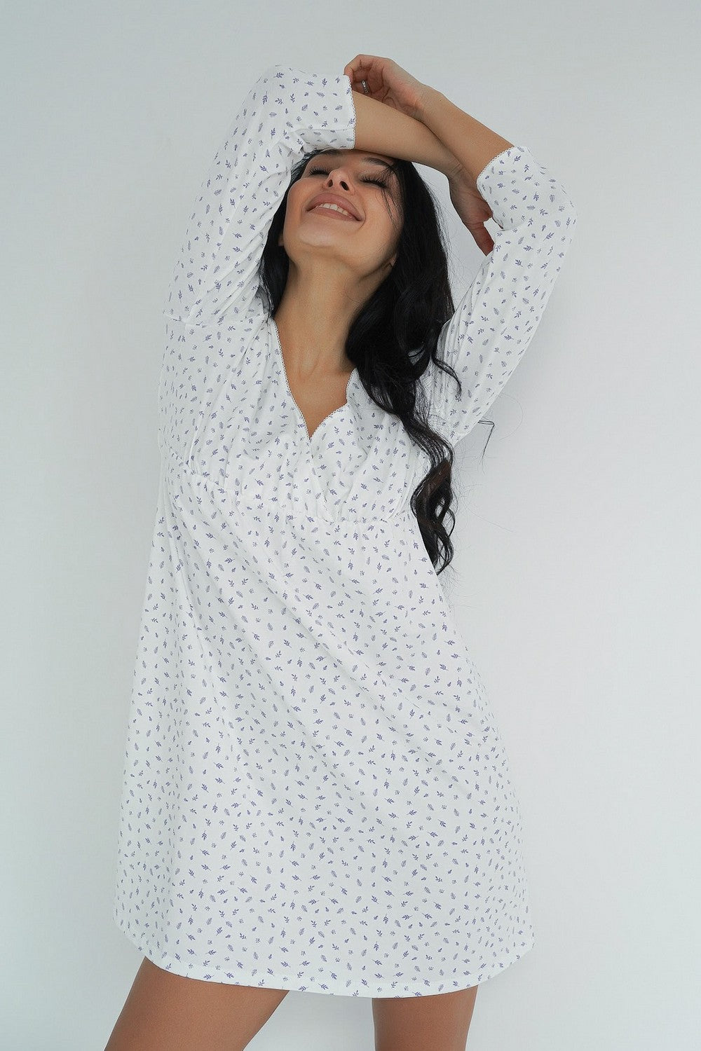 Сорочка для беременных и кормящих мам 25203 milk/purple