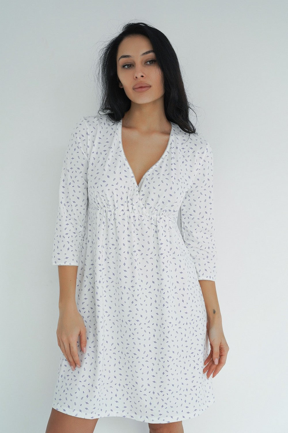 Сорочка для беременных и кормящих мам 25203 milk/purple