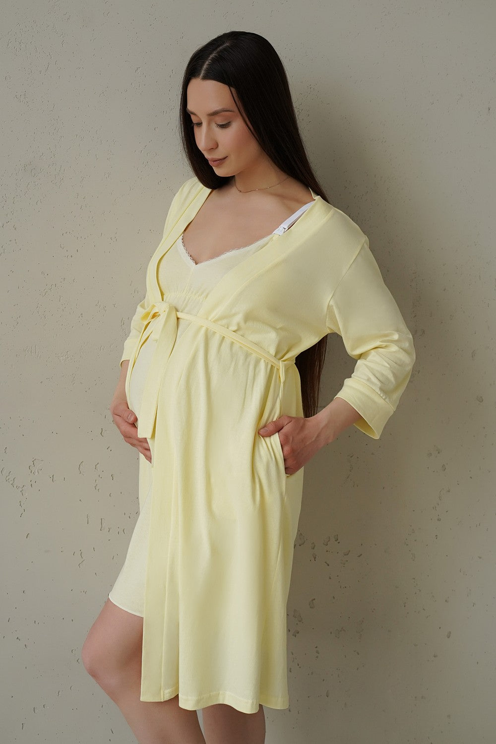 Хлопковый халат для беременных 25316 Smart Care pastel yellow