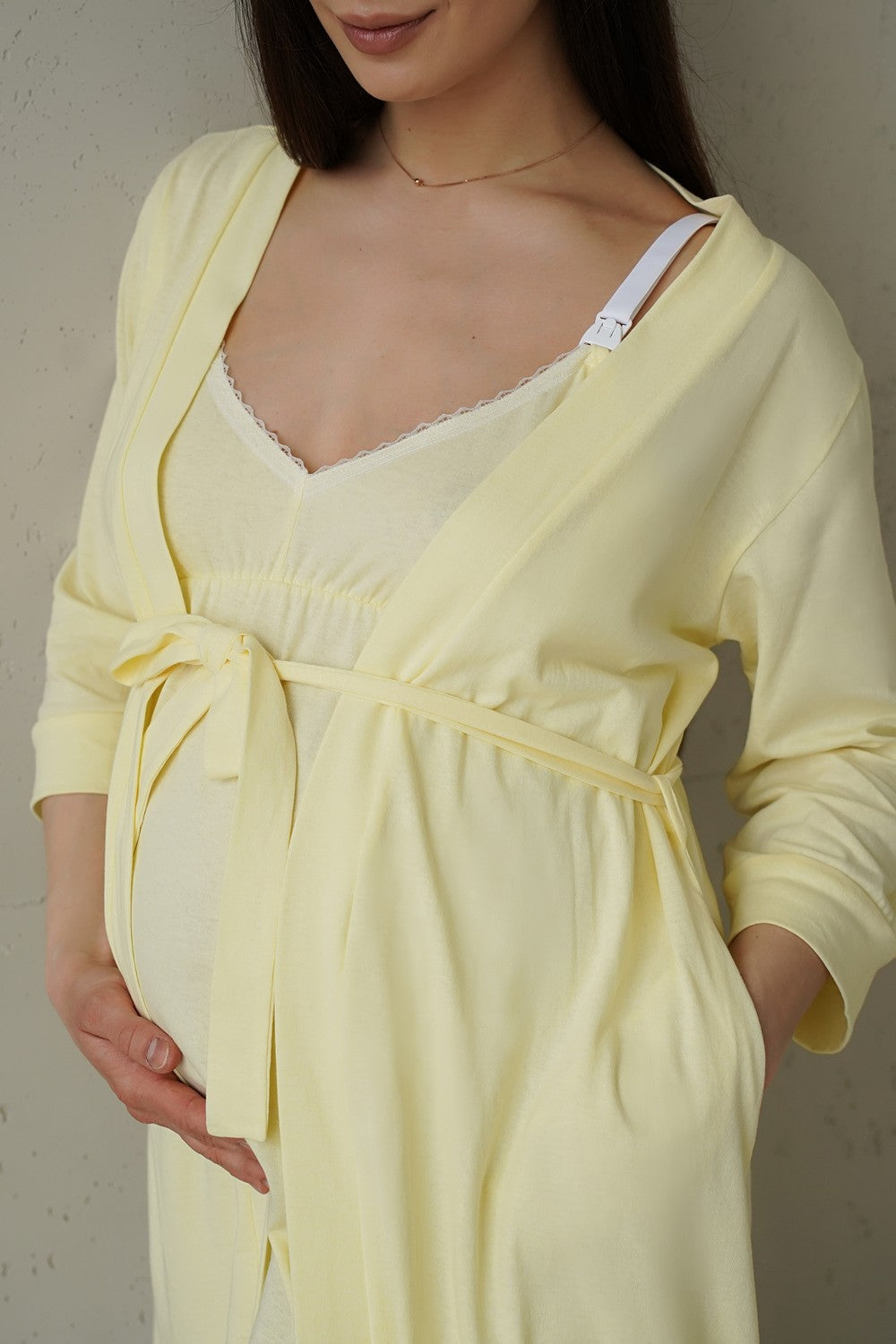 Хлопковый халат для беременных 25316 Smart Care pastel yellow