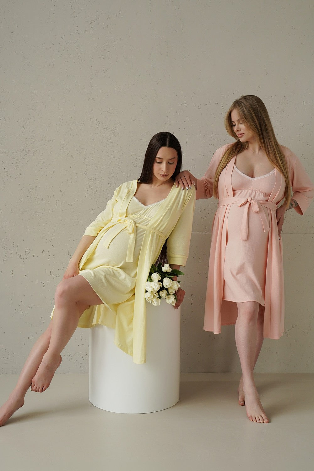 Хлопковый халат для беременных 25316 Smart Care pastel yellow