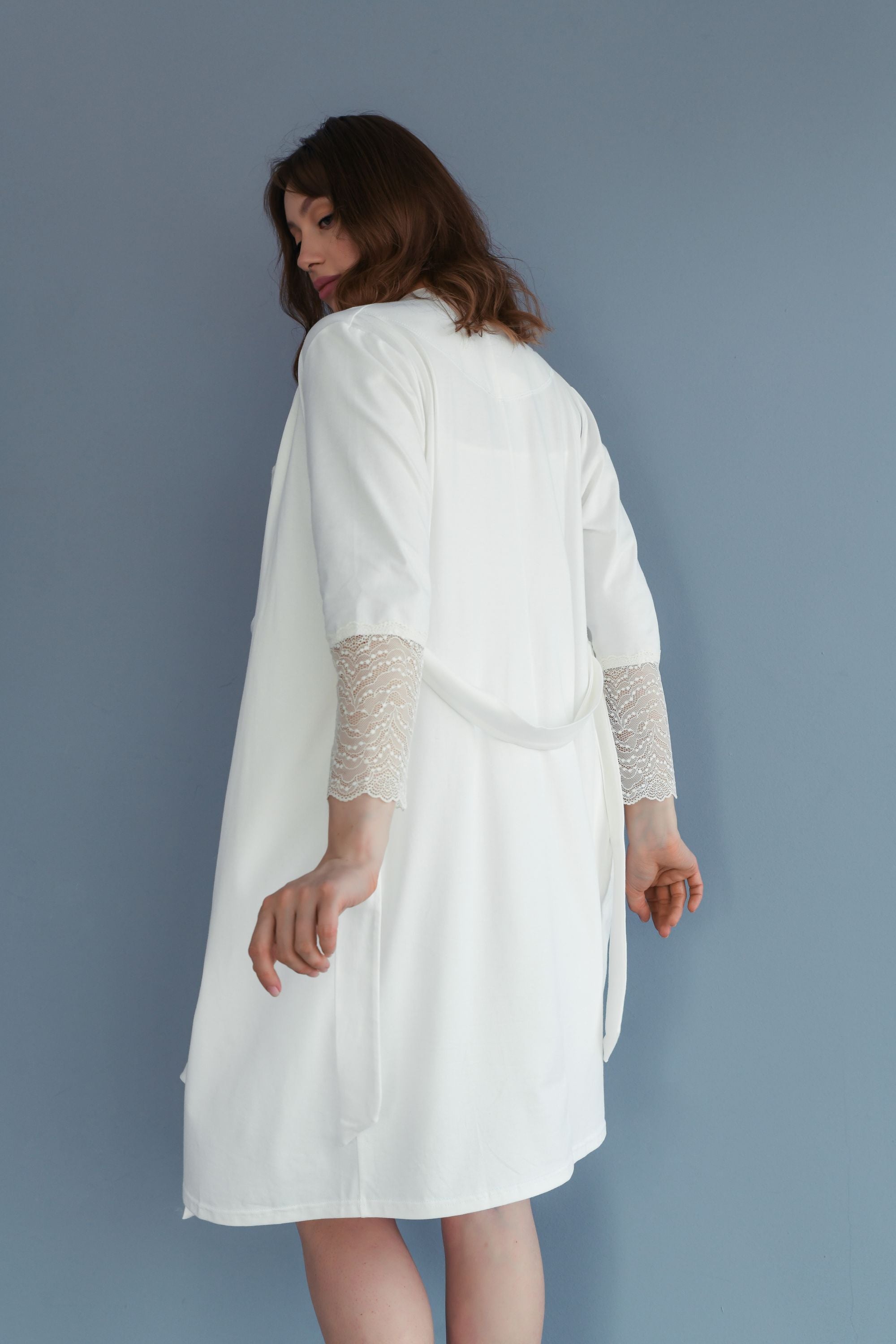 Хлопковый халат для беременных и кормящих мам 25318 milk