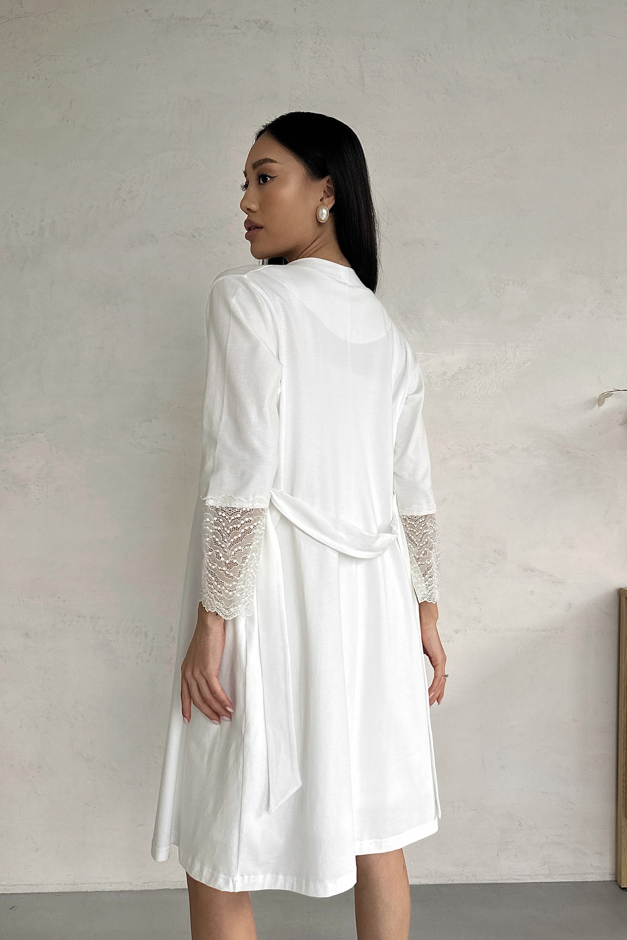 Хлопковый халат для беременных и кормящих мам 25318 milk