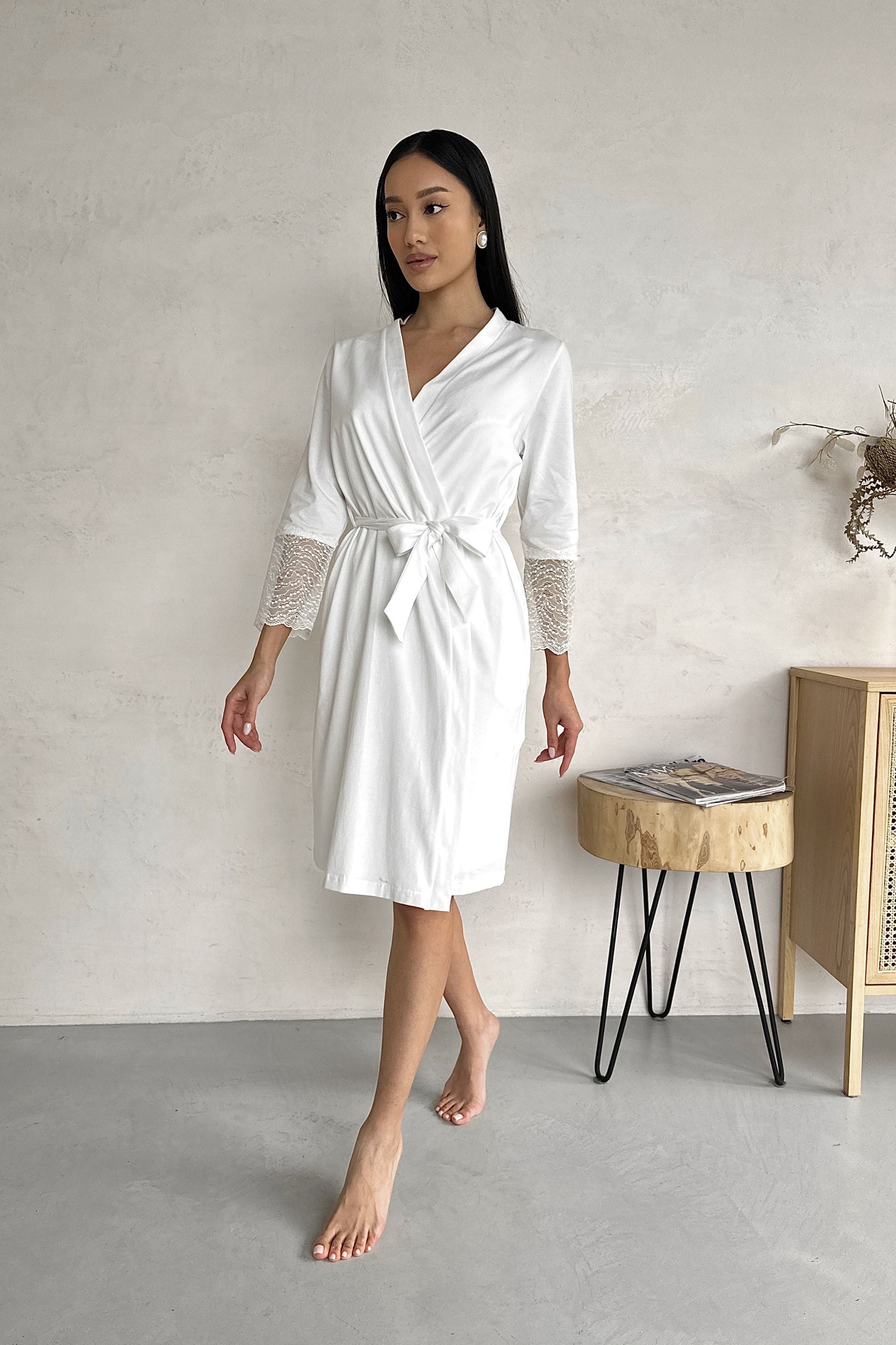 Хлопковый халат для беременных и кормящих мам 25318 milk