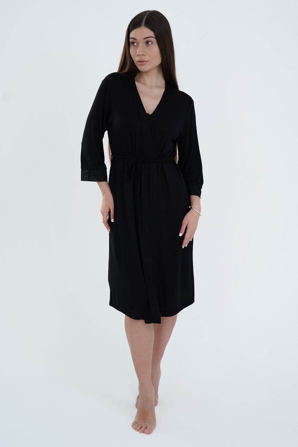 Халат для беременных из вискозы 25319 black