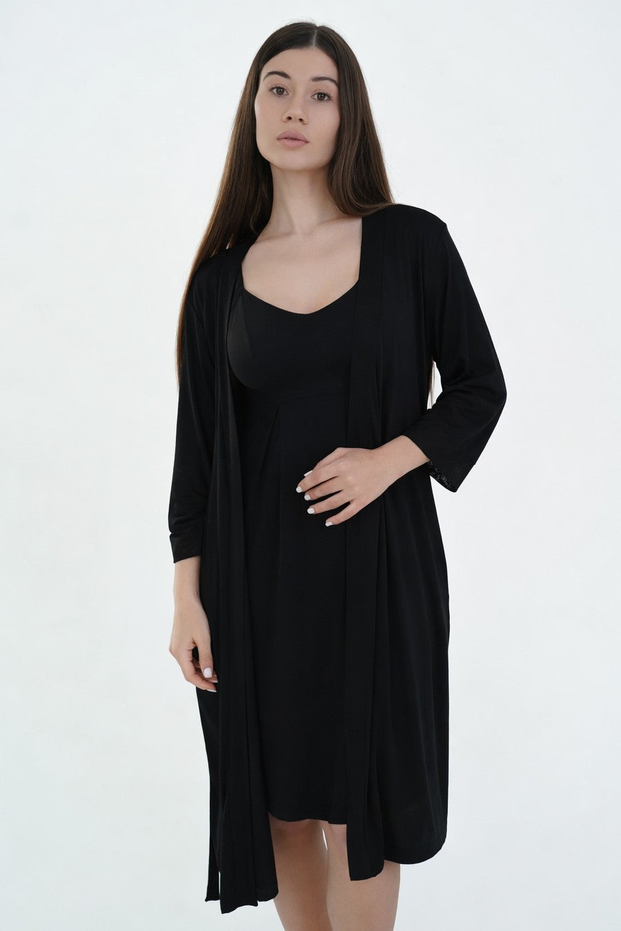 Халат для вагітних з віскози 25319 black