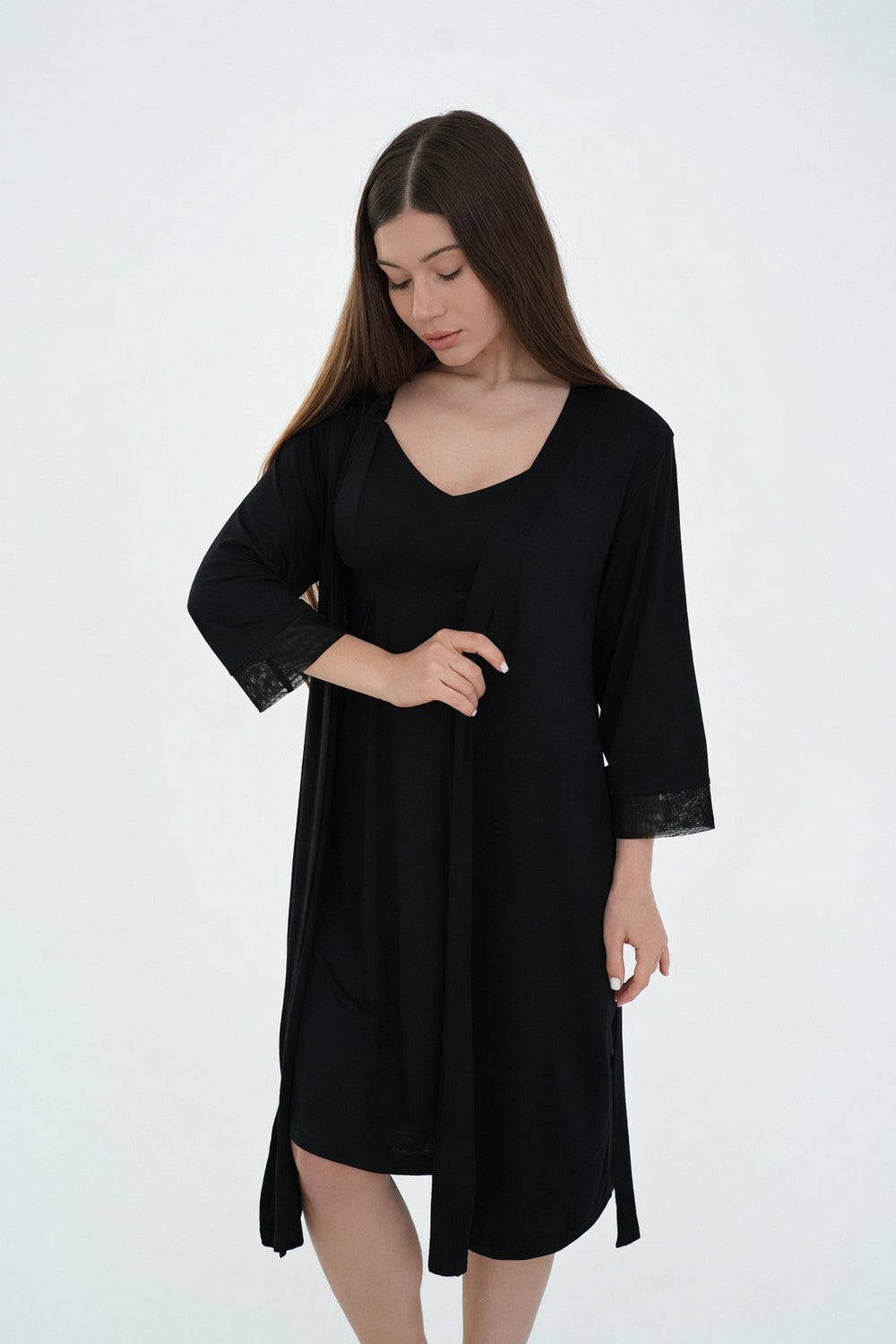 Халат для вагітних з віскози 25319 black