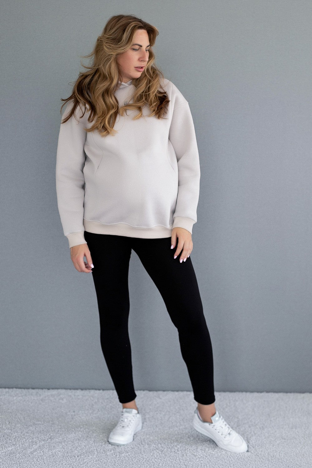 Бавовняне худі для вагітних 29000 Bloom beige