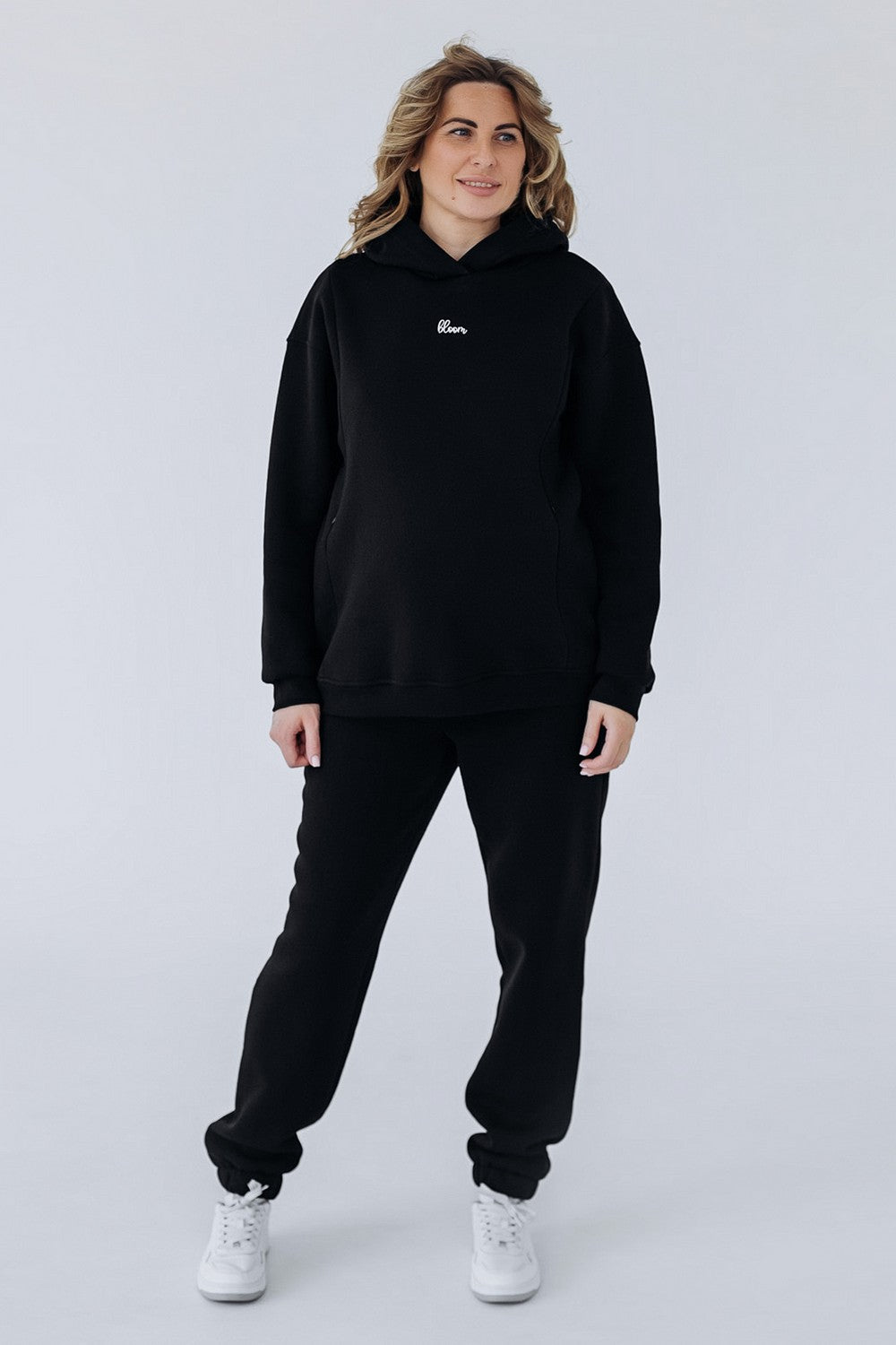 Бавовняне худі для вагітних 29000 Bloom black