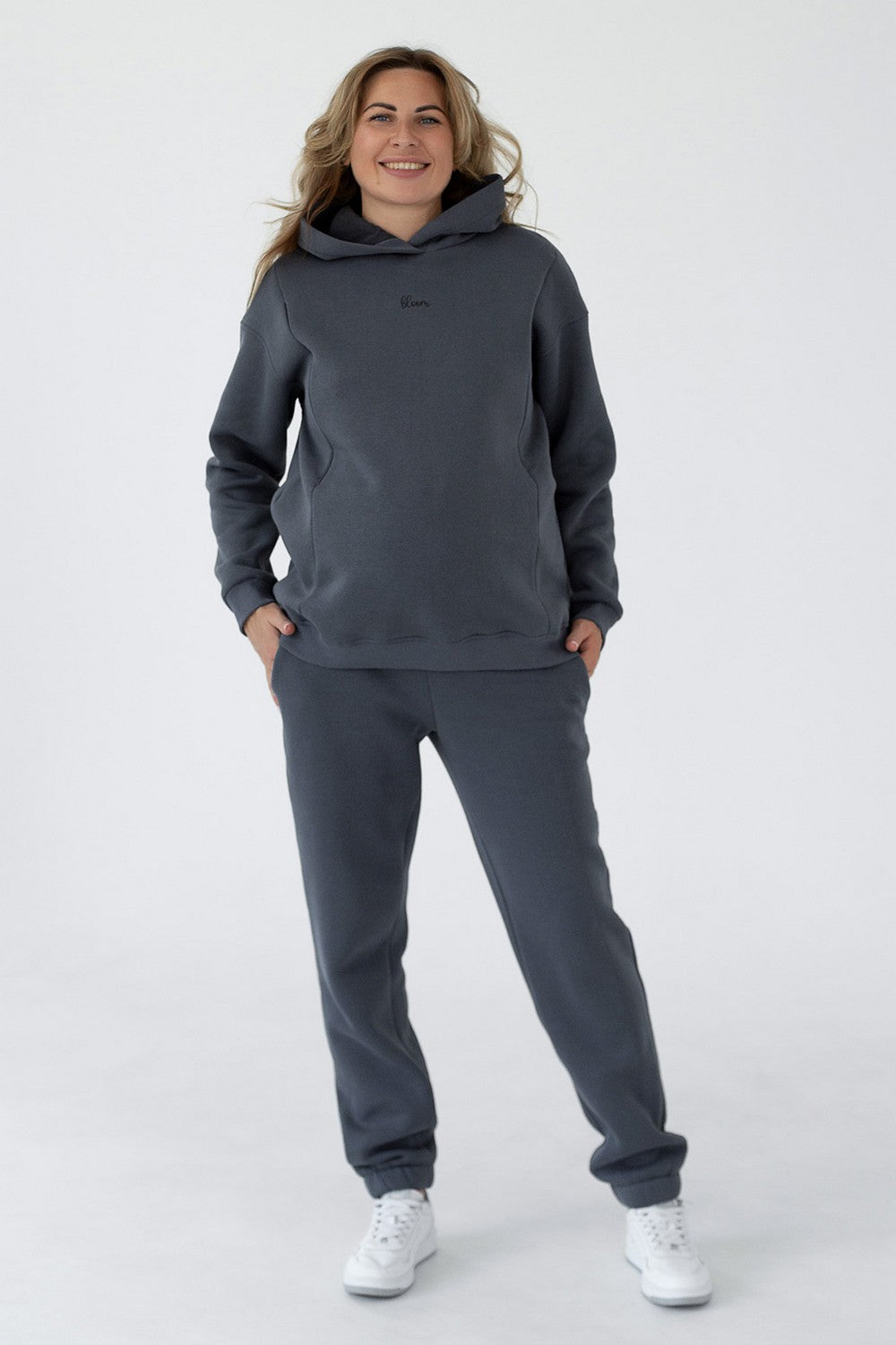 Хлопковое худи для беременных 29000 Bloom graphite