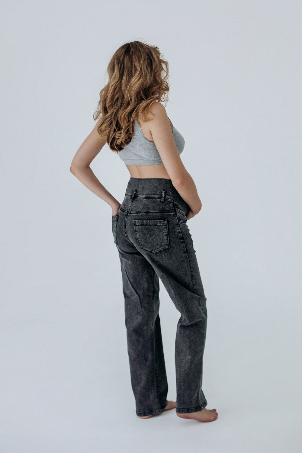 Прямі джинси для вагітних 43000 dark gray