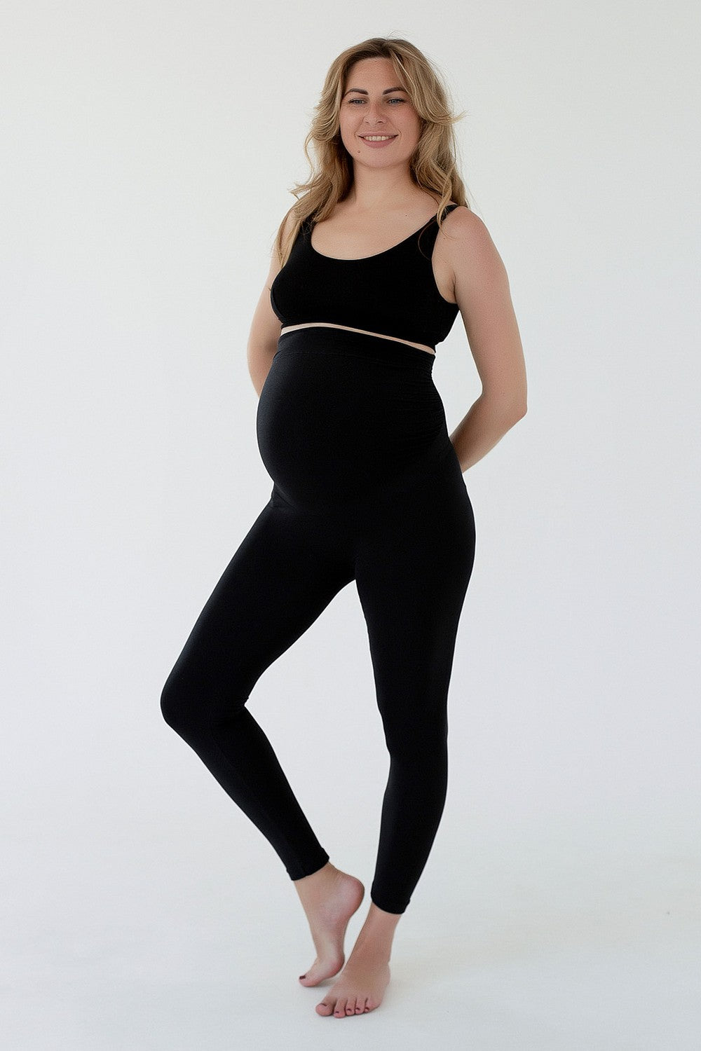 Утеплені легінси для вагітних 646 black