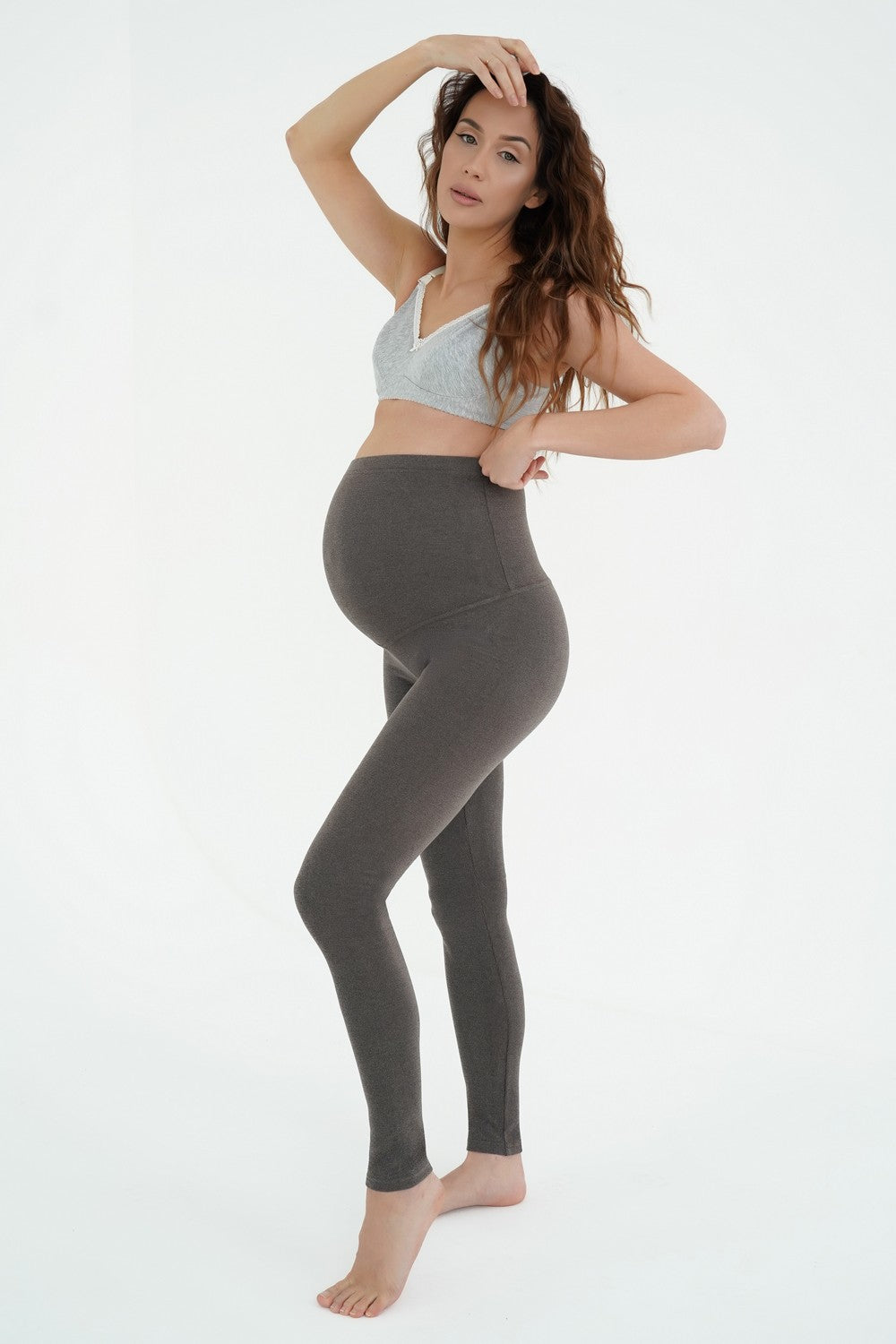 Термолеггинсы для беременных 690 gray brown