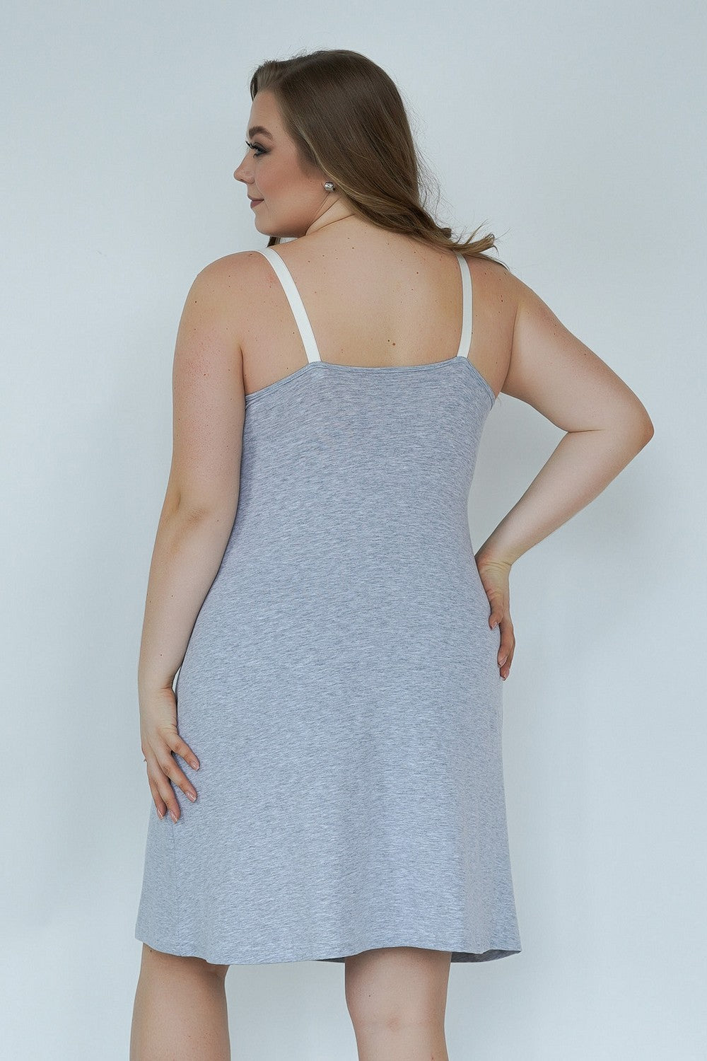 Бавовняна сорочка для годування 25202 Меланж light gray