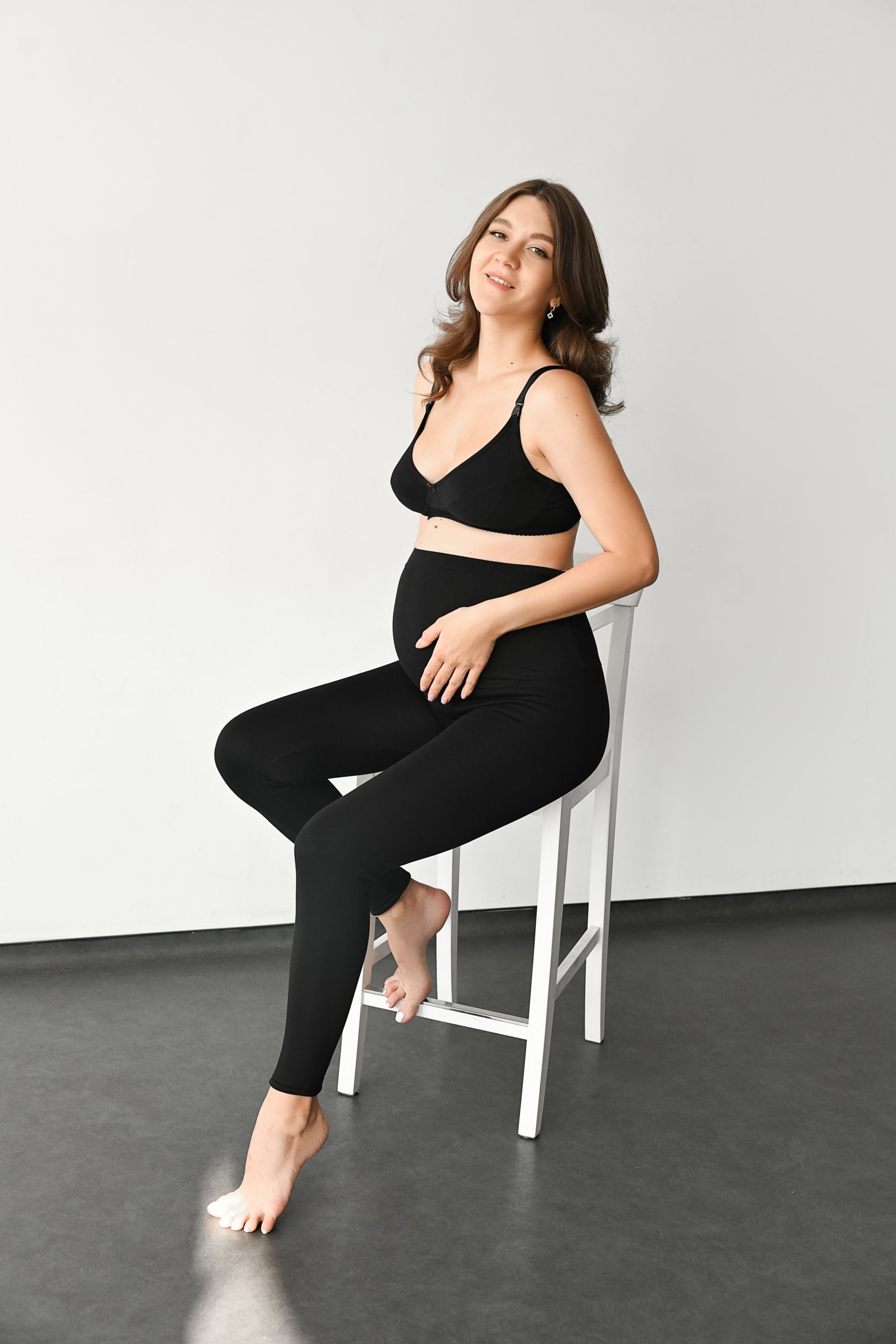 Утепленные леггинсы для беременных 645 black