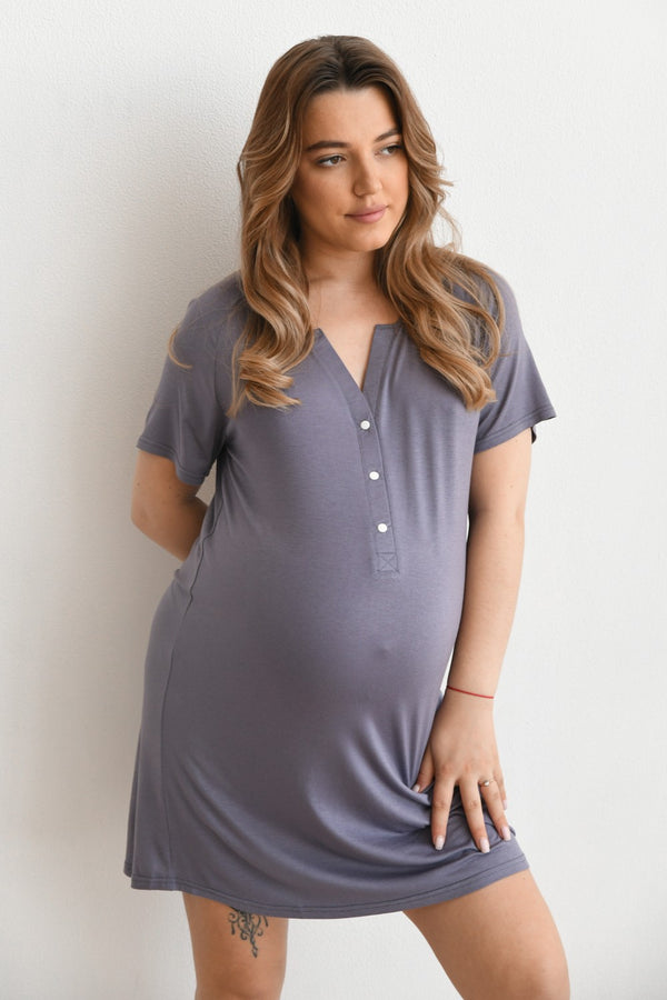 Ночная сорочка для беременных и кормящих мам Lazy 24190 gray