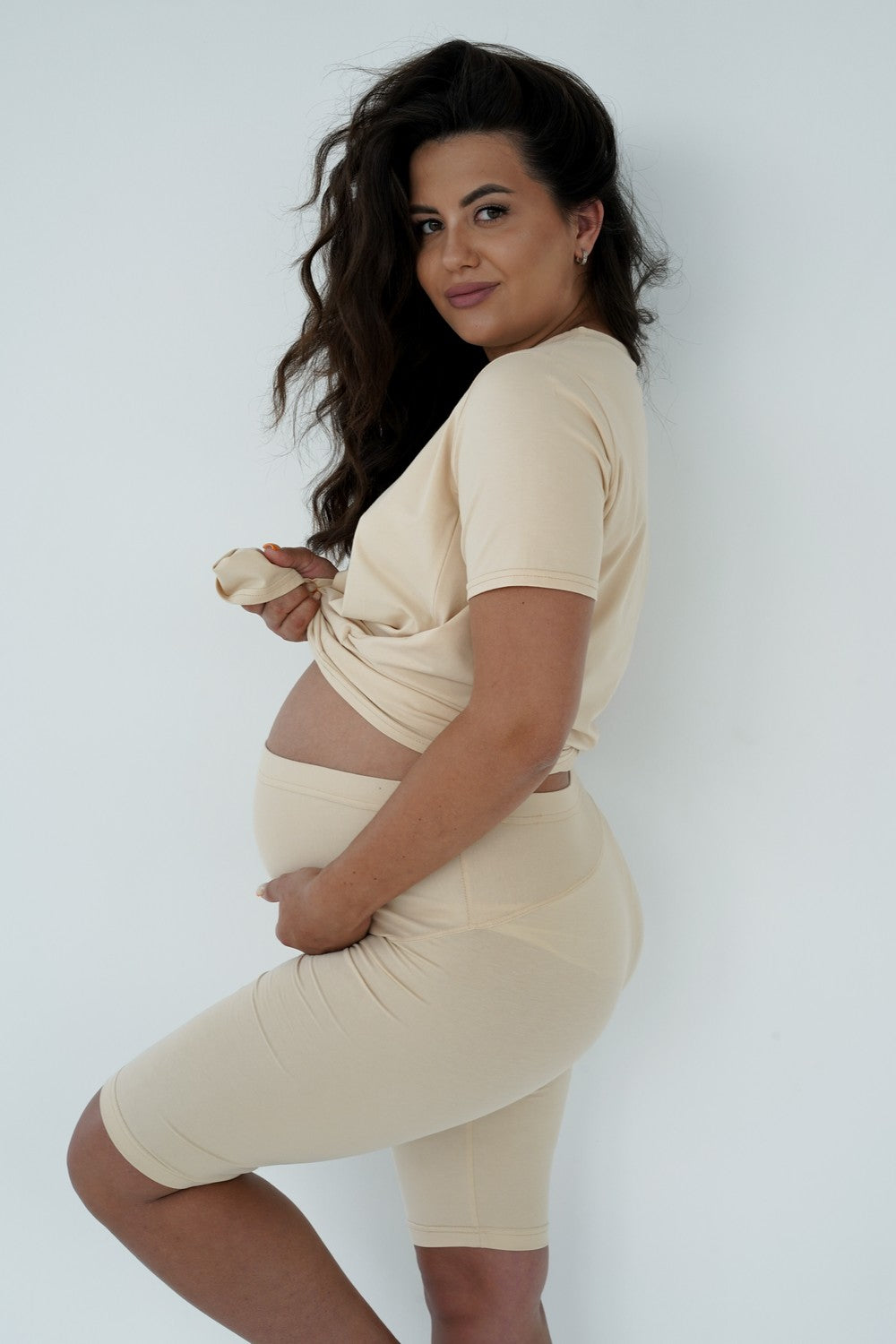 Бавовняна футболка для вагітних 24300 beige