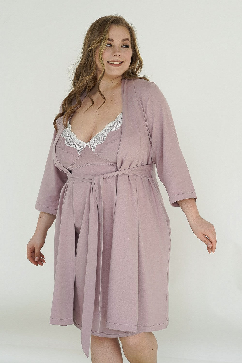 Трикотажный халат для беременных 25310 Rosemary amethyst