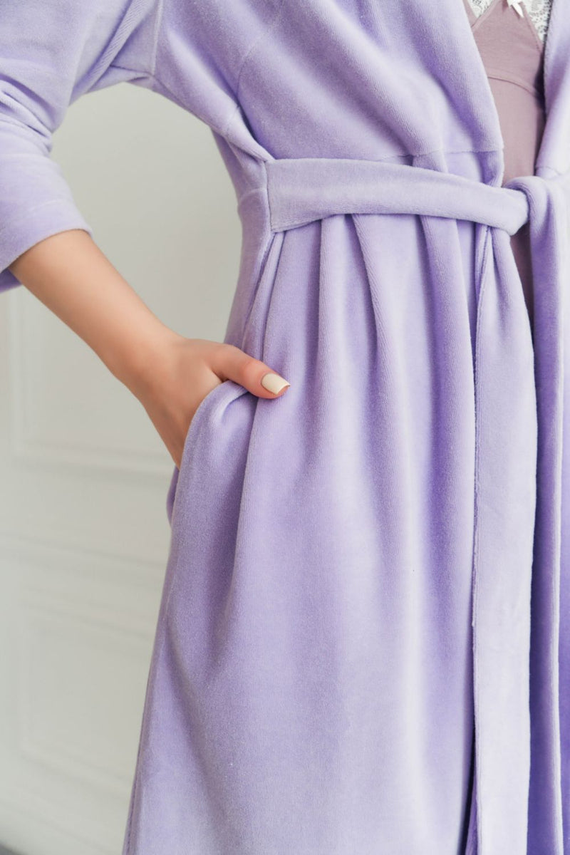 Велюровый халат для беременных и кормящих мам 25400 lilac