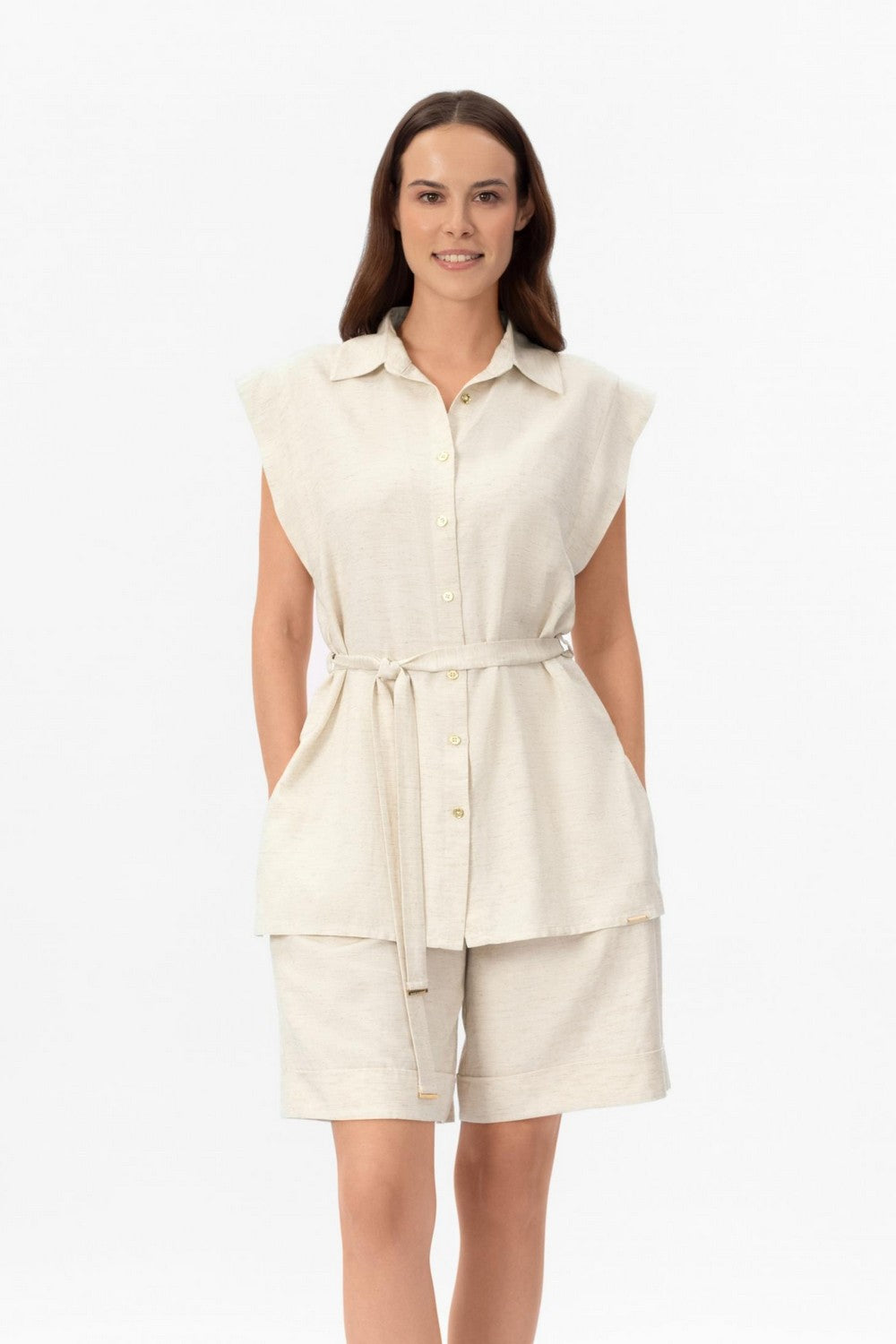 Блуза без рукавів BR26-01-LB Shiny Linen Marc & Andre